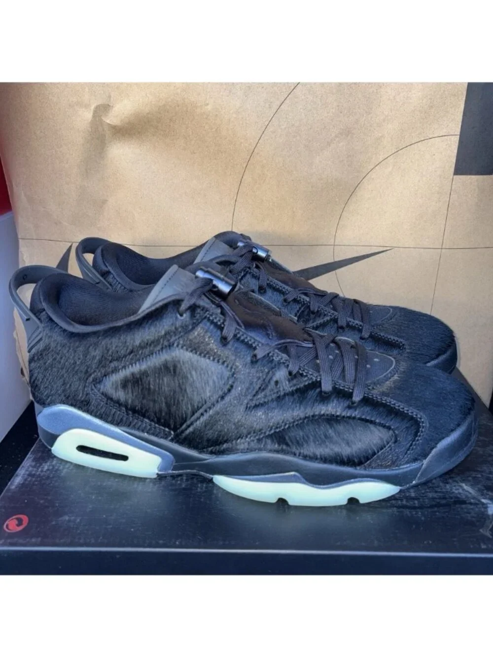 NEW Nike Jordan 6 Retro Low Blackout Glow In Dark IO9786-001 Men Size 10